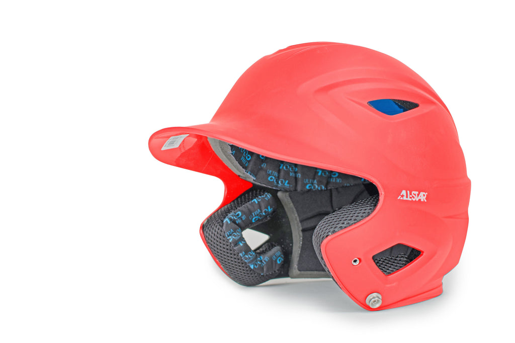 All Star Adult System 7 Fitted Solid Colour Batters Helmet - MATTE RED - Extra Large
