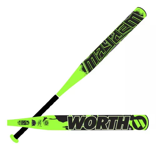 Worth Mayhem Softball Bat USSSA Singlewall SBMSWA ISA 34 In Worth Mayhem Softball Bat USSSA Singlewall SBMSWA ISA 34 In