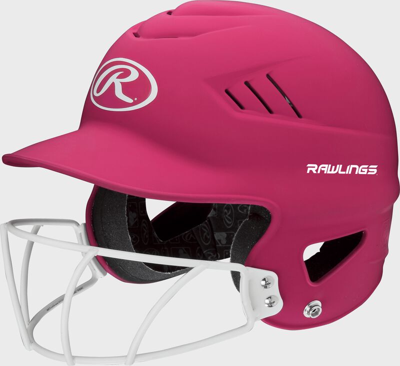 Rawlings Coolflo Batting Helmet with Face Guard- One Size Fits Most - Matte Pink