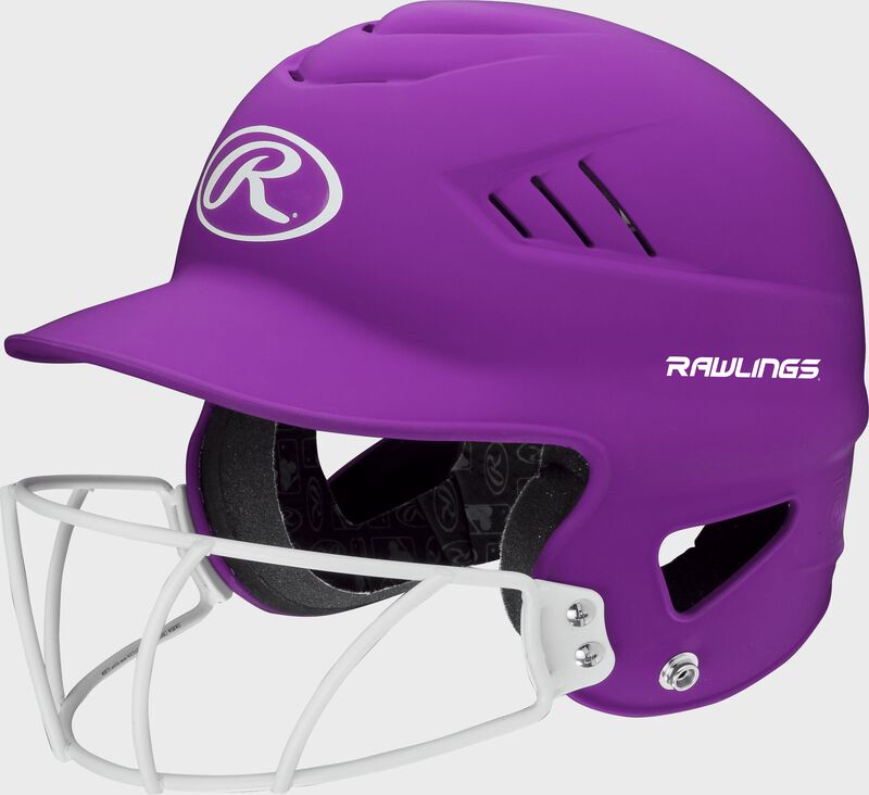 Rawlings Coolflo Batting Helmet with Face Guard- One Size Fits Most - Matte Purple