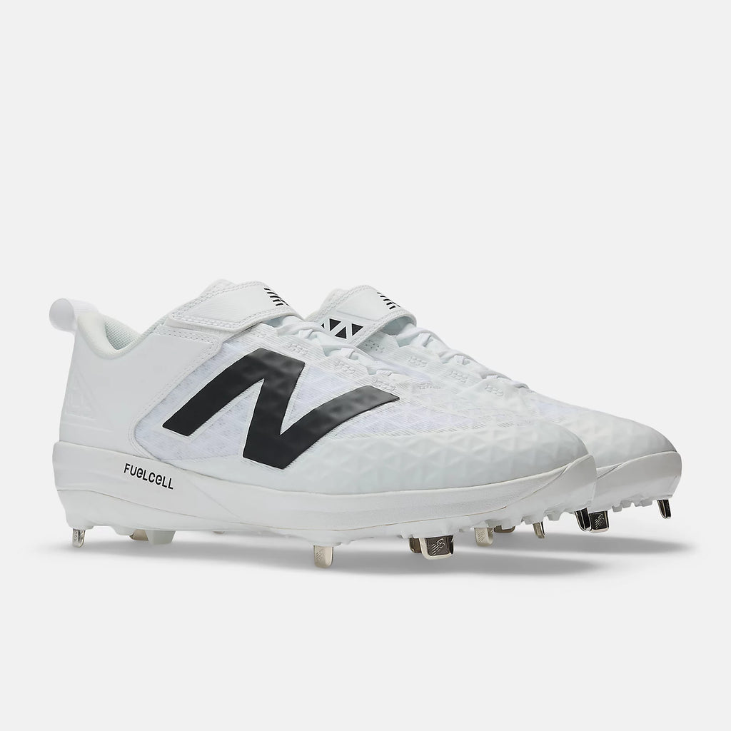 New Balance L4040 V8 Metal Cleats - White - D Fit