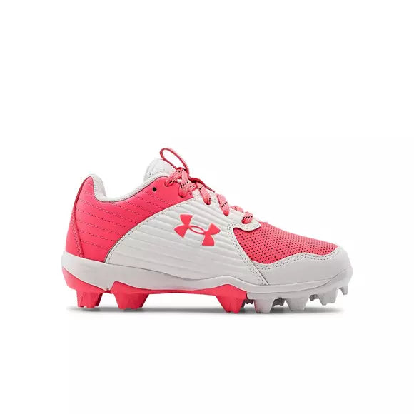 Youth Under Armour Leadoff Low Moulded Cleats - White and Pink